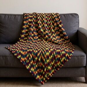 Handmade Crochet Rainbow Afghan Blanket
Throw 68×54 Knit Multi-color Pattern